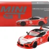 Toyota GR Supra "LB-Works" Red with White Stripes and Black Top Limited Edition 1/64 Diecast Model Car by Mini GT