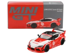 Toyota GR Supra "LB-Works" Red with White Stripes and Black Top Limited Edition 1/64 Diecast Model Car by Mini GT