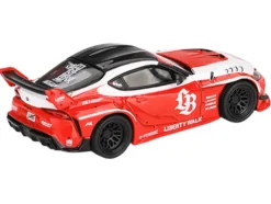 Toyota GR Supra "LB-Works" Red with White Stripes and Black Top Limited Edition 1/64 Diecast Model Car by Mini GT