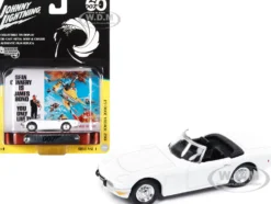 1967 Toyota 2000 GT Convertible RHD Right Hand Drive White 007 James Bond You Only Live Twice 1967 Movie Collectible Tin Display Silver Screen Machines Series 1/64 Diecast Model Car Johnny Lightning JLDR017-JLSP305