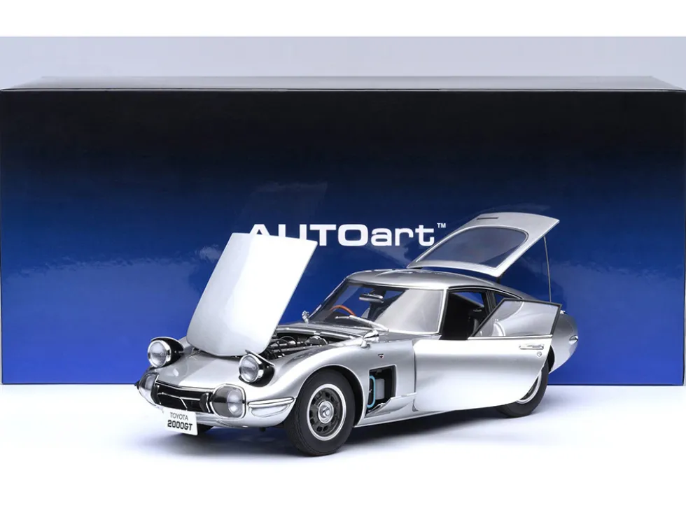 1967 Toyota 2000GT RHD (Right Hand Drive) Silver Metallic 1/18 Model Car by Autoart