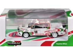 Toyota Hilux Pickup Truck RHD (Right Hand Drive) #18 White with Red and Green Graphics "Hobby64" Series 1/64 Diecast Model Car by Tarmac Works