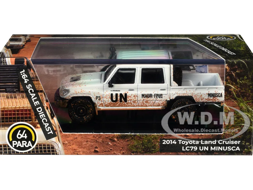 2014 Toyota Land Cruiser LC 79 Pickup Truck "UN MINUSCA" White (Dirty Version) 1/64 Diecast Model Car by Paragon Models