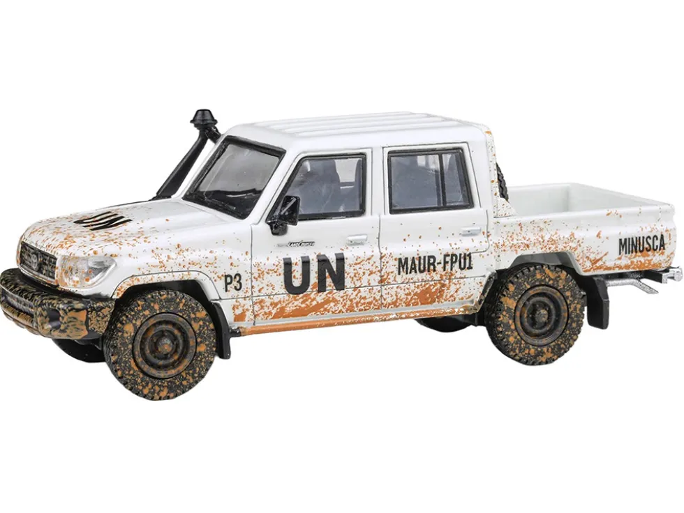 2014 Toyota Land Cruiser LC 79 Pickup Truck "UN MINUSCA" White (Dirty Version) 1/64 Diecast Model Car by Paragon Models