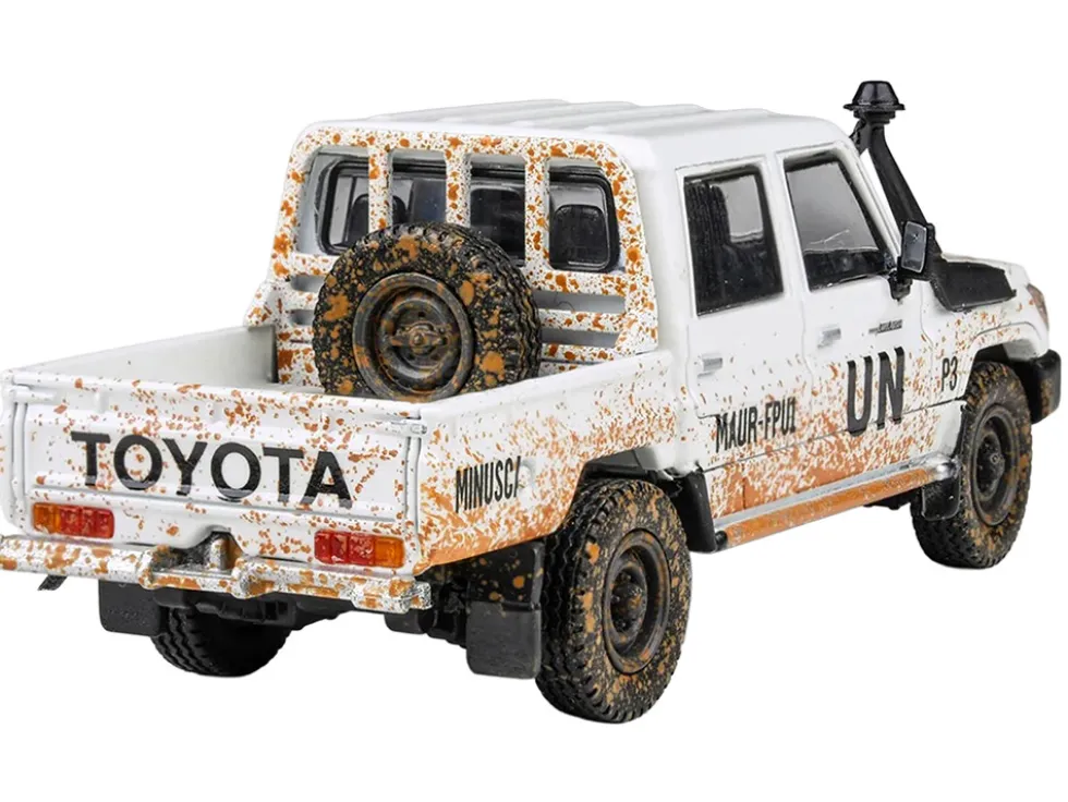 2014 Toyota Land Cruiser LC 79 Pickup Truck "UN MINUSCA" White (Dirty Version) 1/64 Diecast Model Car by Paragon Models