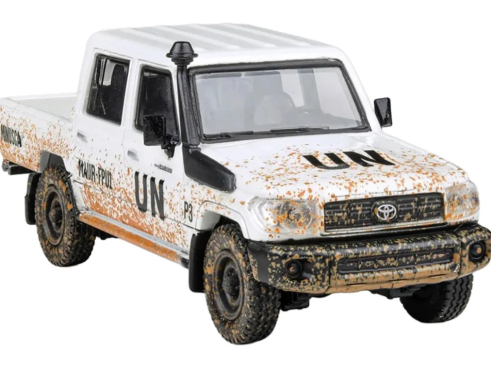 2014 Toyota Land Cruiser LC 79 Pickup Truck "UN MINUSCA" White (Dirty Version) 1/64 Diecast Model Car by Paragon Models