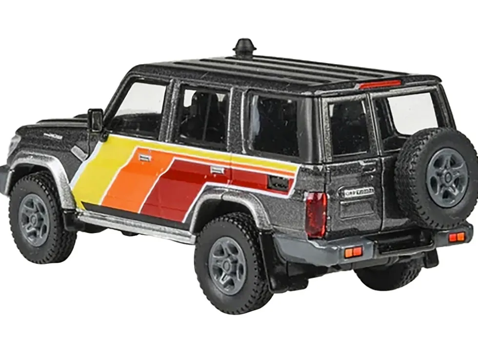 2014 Toyota Land Cruiser LC76 "TRD Livery" Gray Metallic with Stripes 1/64 Diecast Model Car by Paragon Models