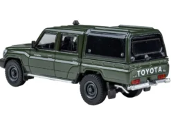 2014 Toyota Land Cruiser LC 79 with Camper Shell Military Green 1/64 Diecast Model Car by Paragon Models