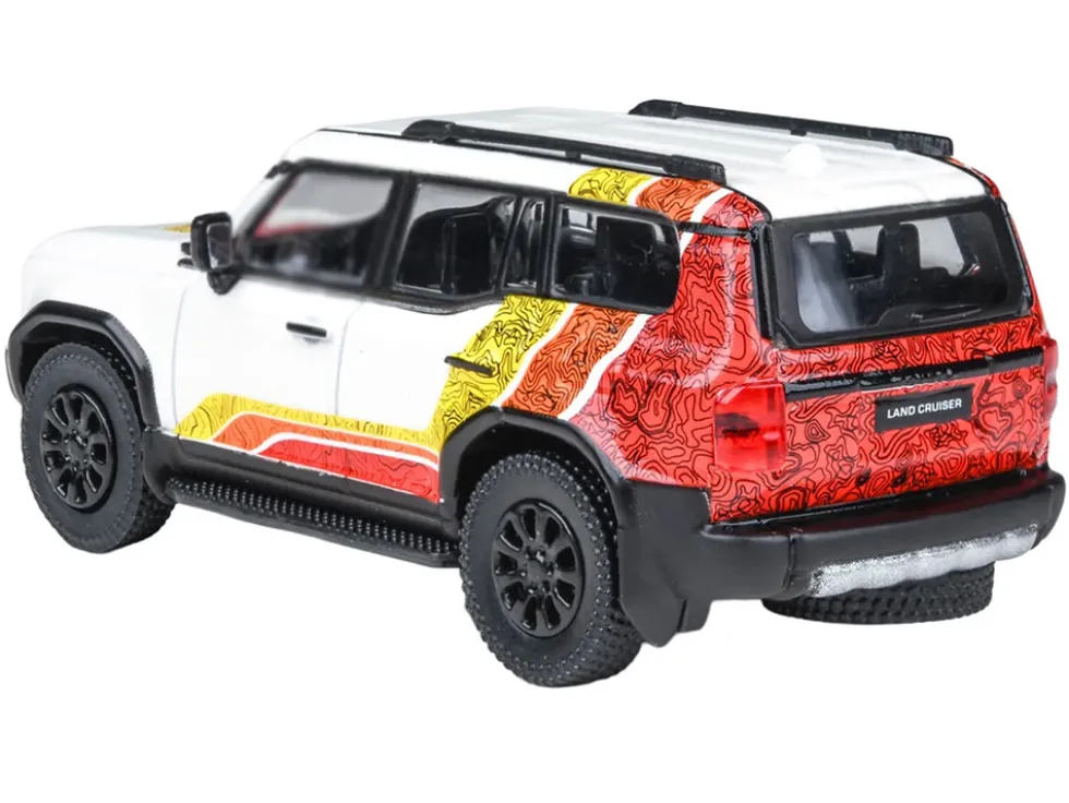 2024 Toyota Land Cruiser 250 Prado White with "TRD" Stripes 1/64 Diecast Model Car by Paragon Models