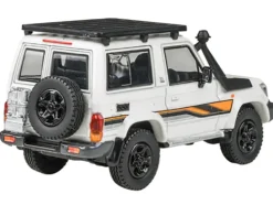 2023 Toyota Land Cruiser 71 White "70th Anniversary" with Stripes and Roofrack 1/64 Diecast Model Car by Paragon Models