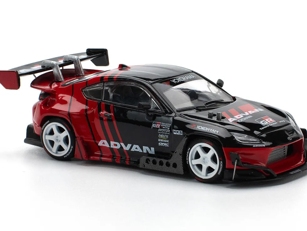Toyota Pandem GR86 "Advan" Black and Red with Graphics 1/64 Diecast Model Car by Pop Race