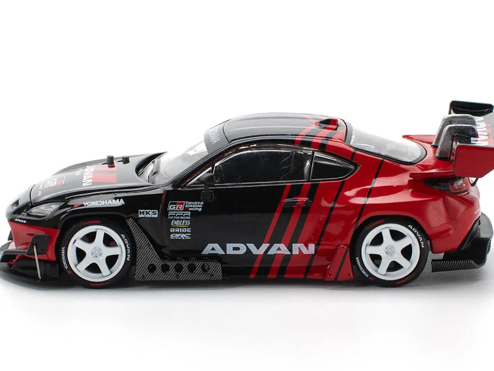 Toyota Pandem GR86 "Advan" Black and Red with Graphics 1/64 Diecast Model Car by Pop Race