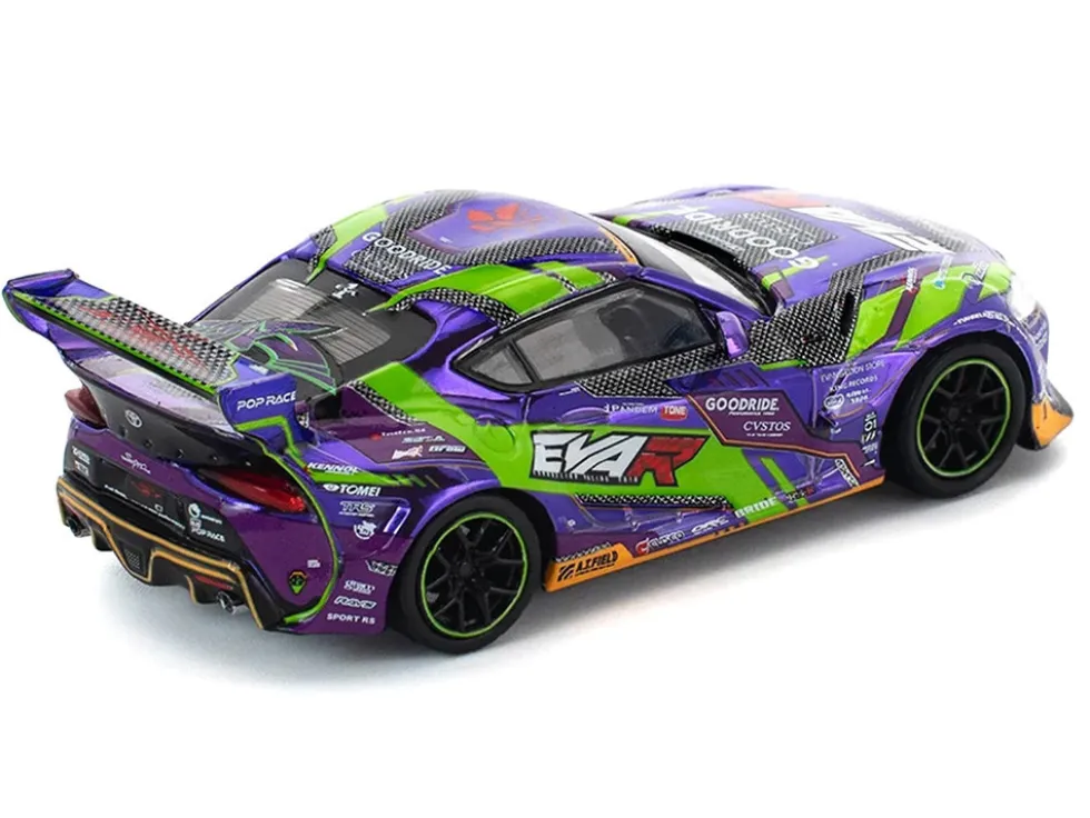 Toyota Pandem GR Supra RHD (Right Hand Drive) "EVA RT Test Type-01 GoodRide" Purple Metallic with Graphics 1/64 Diecast Model Car by Pop Race