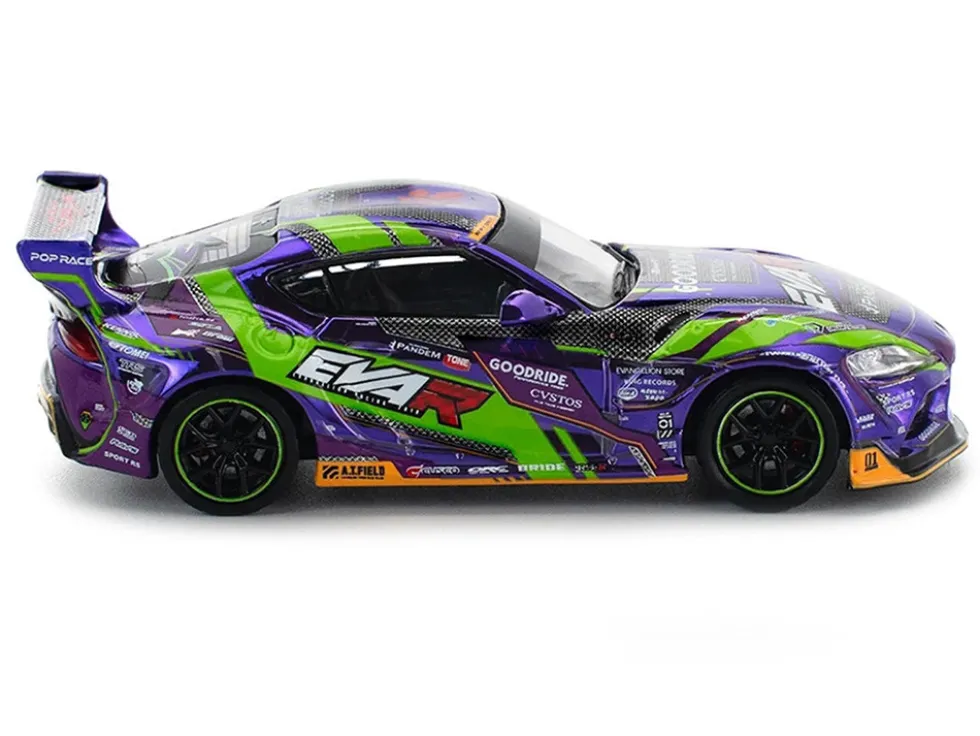 Toyota Pandem GR Supra RHD (Right Hand Drive) "EVA RT Test Type-01 GoodRide" Purple Metallic with Graphics 1/64 Diecast Model Car by Pop Race