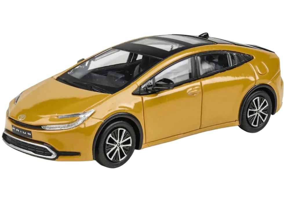 2023 Toyota Prius Maximum Yellow with Black Top and Sun Roof 1/64 Diecast Model Car by Paragon Models