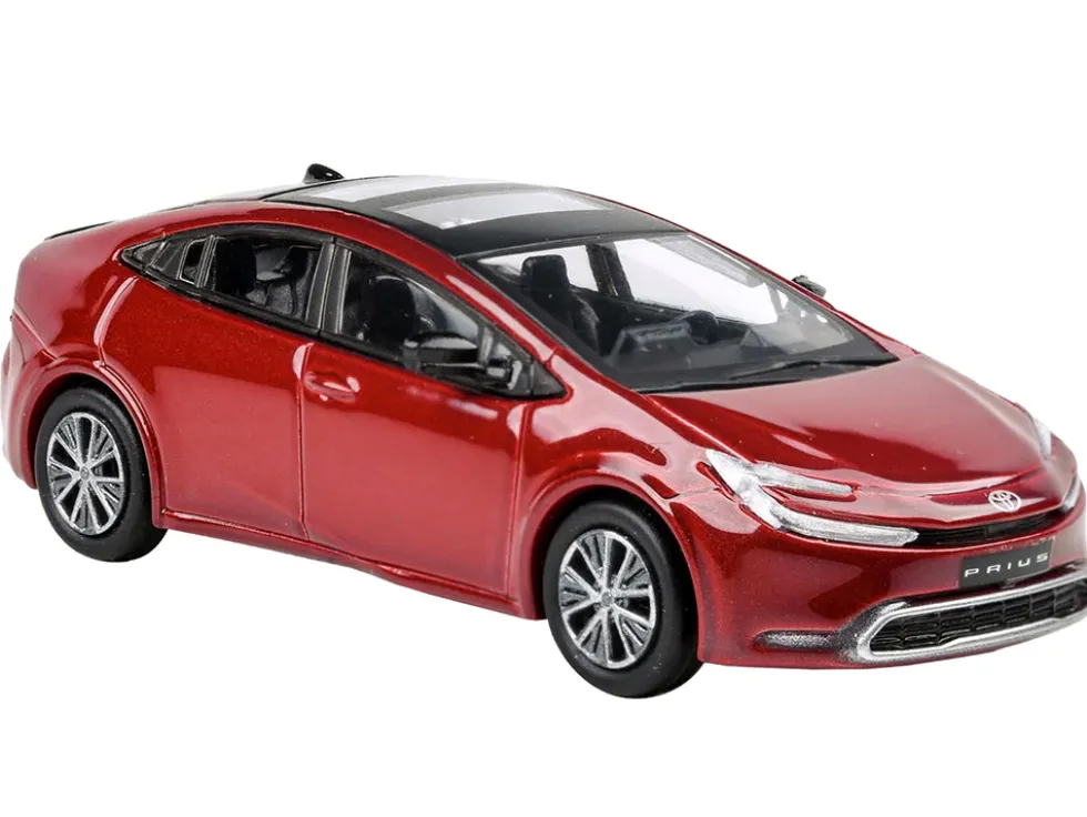 2023 Toyota Prius Supersonic Red Metallic with Black Top and Sun Roof and Sun Roof 1/64 Diecast Model Car by Paragon Models