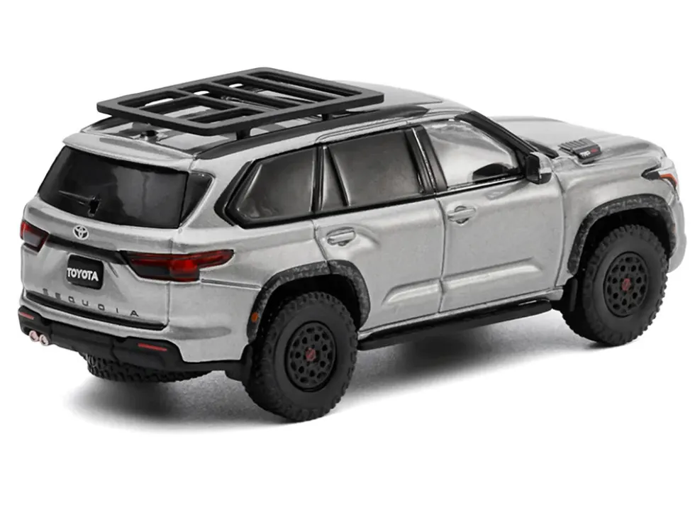 Toyota Sequoia TRD PRO Silver Metallic with Roof Rack 1/64 Diecast Model Car by GCD