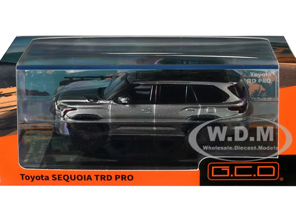 Toyota Sequoia TRD PRO Silver Metallic with Roof Rack 1/64 Diecast Model Car by GCD