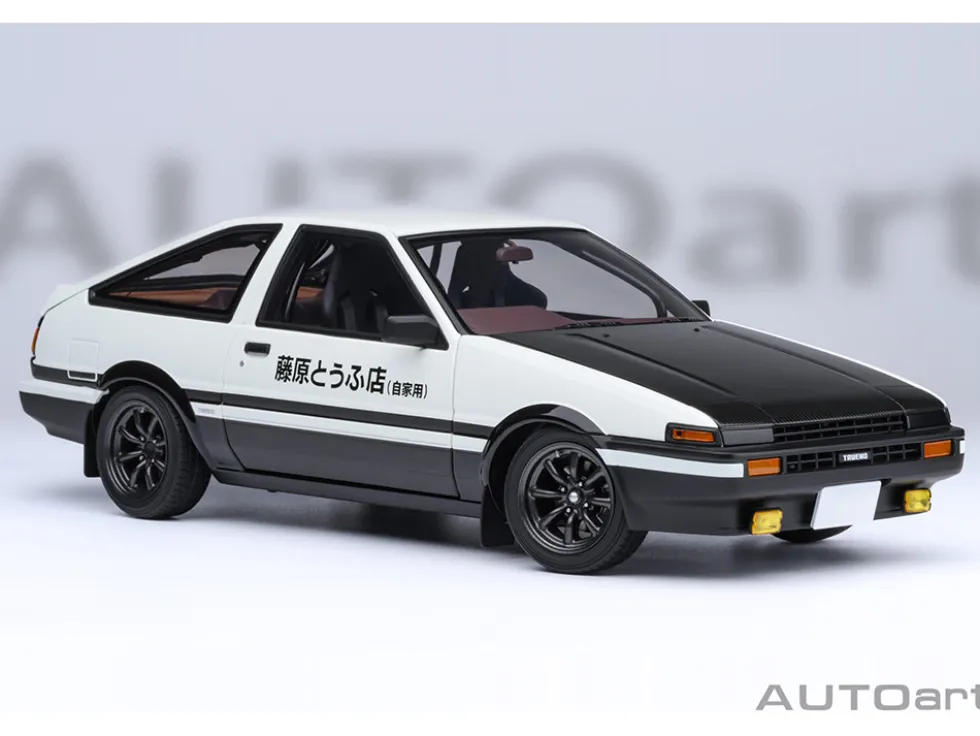 Toyota Sprinter Trueno (AE86) RHD (Right Hand Drive) "Project D Final Version" White with Carbon Hood "Initial D" (1995-2013) TV Series "30th Anniversary" 1/18 Model Car by Autoart
