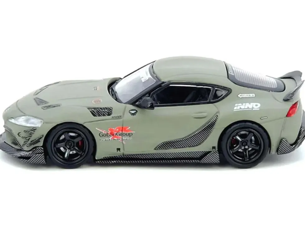 Toyota Supra (A90) "DarwinPro" Matt Green with Carbon Accents 1/64 Diecast Model Car by Inno Models