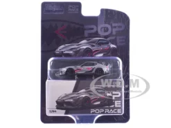 Toyota Supra "DarwinPro 66G NWB" Gray Metallic with Shark Mouth Graphics 1/64 Diecast Model Car by Pop Race