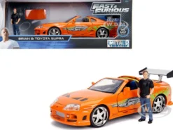 Toyota Supra Metallic Orange Brian Diecast Figure Fast & Furious Movie 1/24 Diecast Model Car Jada 30738
