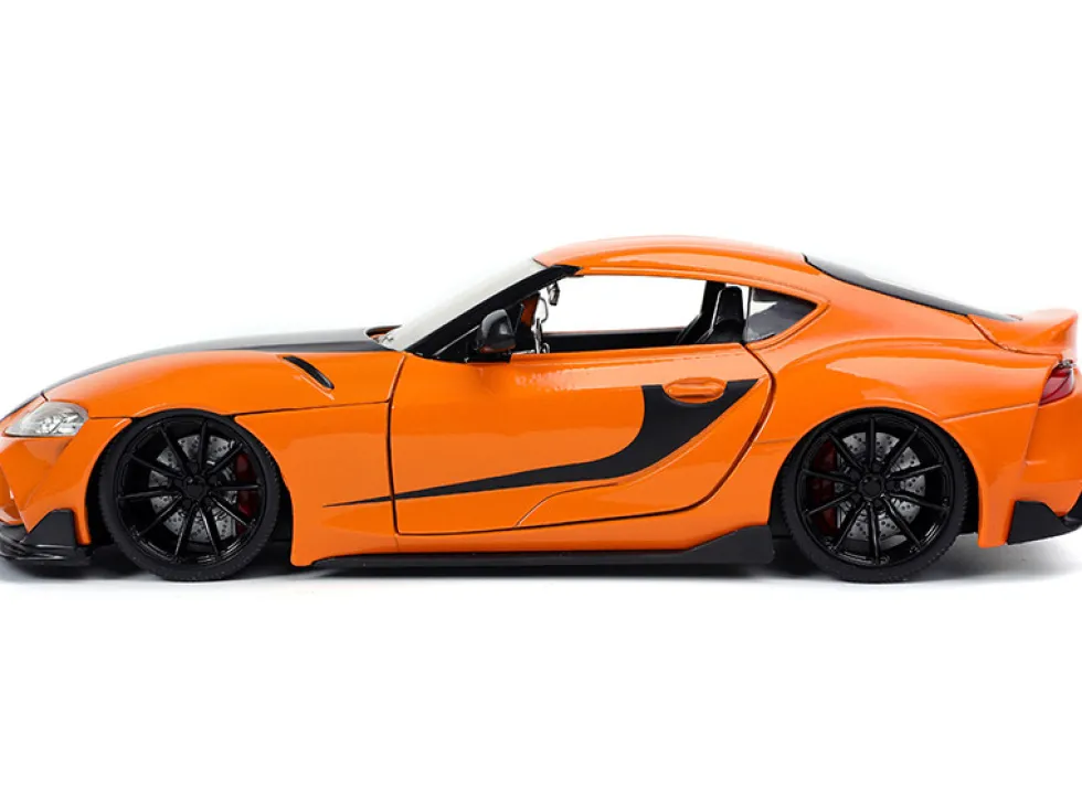 Toyota Supra Orange Black Stripes Fast & Furious 9 F9 2021 Movie 1/24 Diecast Model Car Jada 32097
