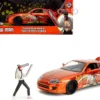 1995 Toyota Supra Orange Metallic with Graphics and Chainsaw Man Diecast Figure "Chainsaw Man" (2022) TV Series "Anime Hollywood Rides" Series 1/24 Diecast Model by Jada