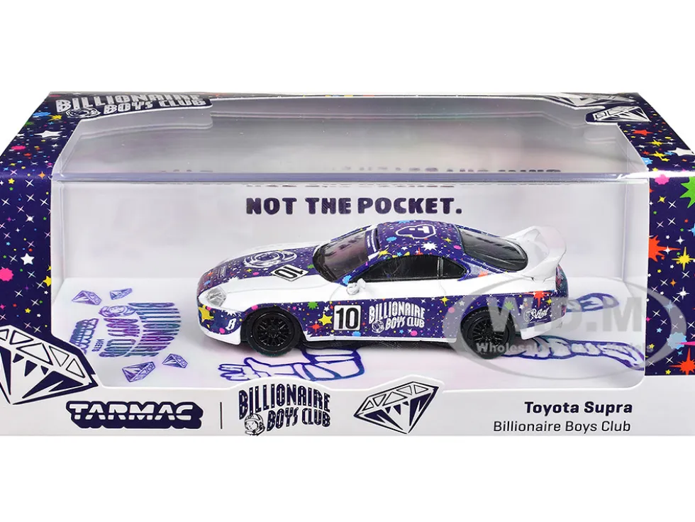 Toyota Supra RHD (Right Hand Drive) #10 "Billionaire Boys Club" Purple and White with Graphics "Hobby64" Series 1/64 Diecast Model Car by Tarmac Works
