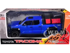 2024 Toyota Tacoma TRD Off-Road Edition Pickup Truck Blue Metallic with Bed Camper 1/24 Diecast Model Car