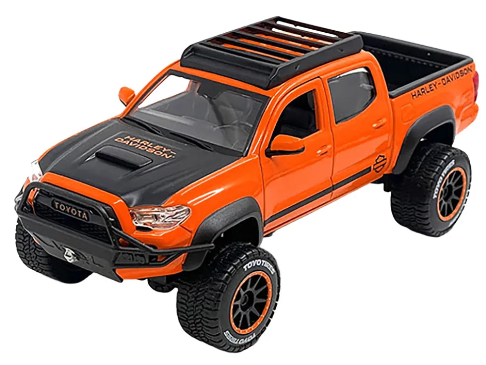 2023 Toyota Tacoma TRD Pro Pickup Truck "Harley Davidson" Orange and Black with Roof Rack "H-D Custom" Series 1/24 Diecast Model Car by Maisto