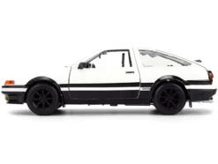 Toyota Trueno (AE86) RHD (Right Hand Drive) White and Black with Graphics and Takumi Diecast Figure