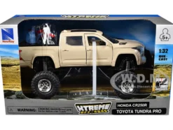 Toyota Tundra Pro Pickup Truck Tan and Honda CR250R Motorcycle Red and White "Xtreme Off-Road" Series 1/32 Diecast Models by New Ray