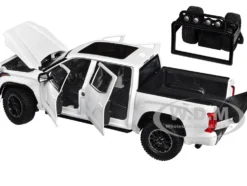 2023 Toyota Tundra TRD 4x4 Pickup Truck White Metallic with Sunroof and Wheel Rack 1/24 Diecast Model Car H08555R-WH
