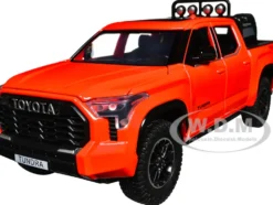 2023 Toyota Tundra TRD 4x4 Pickup Truck Solar Octane Orange with Sunroof and Wheel Rack 1/24 Diecast Model Car H08555R-SO