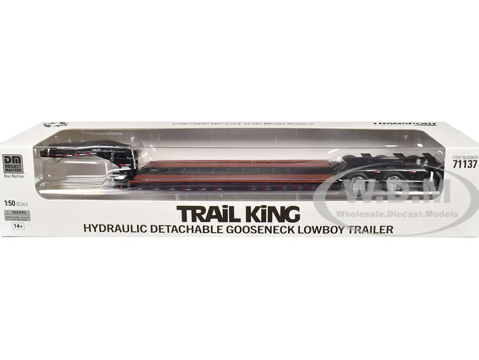 Trail King TK120 Hydraulic Detachable Gooseneck Lowboy Trailer Black (Outrigger Version) "Transport Series" 1/50 Diecast Model by Diecast Masters