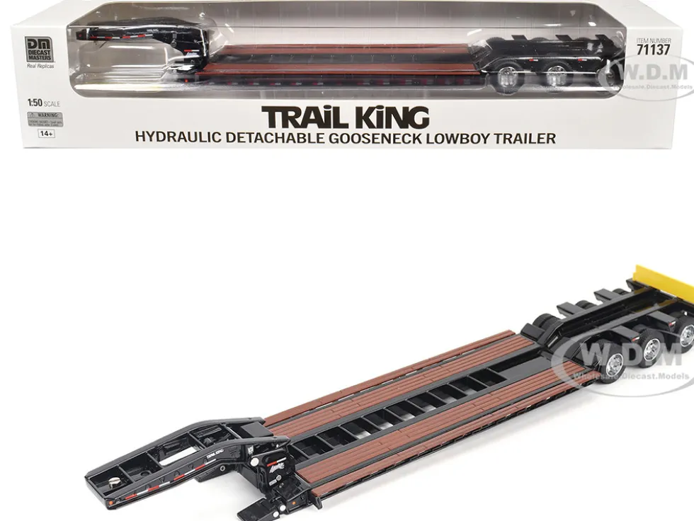 Trail King TK120 Hydraulic Detachable Gooseneck Lowboy Trailer Black (Outrigger Version) "Transport Series" 1/50 Diecast Model by Diecast Masters