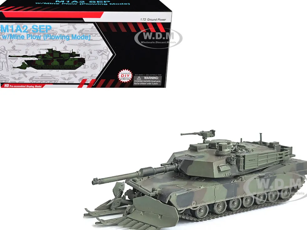 United States M1A2 SEP (System Enhancement Package) Tank with Mine Plow (Plowing Mode) "United States Army, 1st Battalion, 16th Cav. Reg., Fort Knox" (2002)" Green Camouflage "NEO Dragon Armor" Series 1/72 Plastic Model by Dragon Models