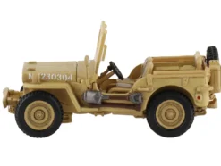 U.S. 1/4 ton Military Vehicle Desert Sand "British 8th Army, Gen. Bernard Montgomery, Sicily" (1943) Royal Army "Ground Power Series" 1/72 Diecast Model by Hobby Master