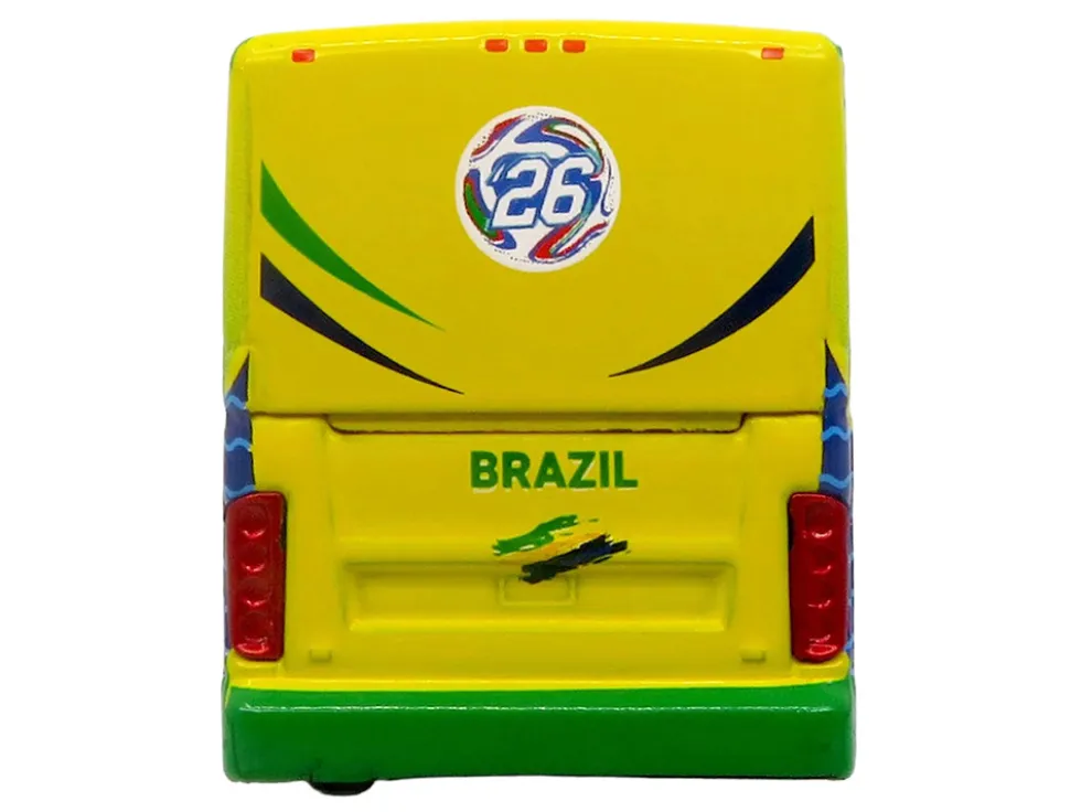 Van Hool CX-45 Coach Bus "Brazil National Football Team" Yellow and Green with Graphics "International Federation of the Global Game" Series Limited Edition to 504 pieces Worldwide 1/87 (HO) Diecast Model by Iconic Replicas