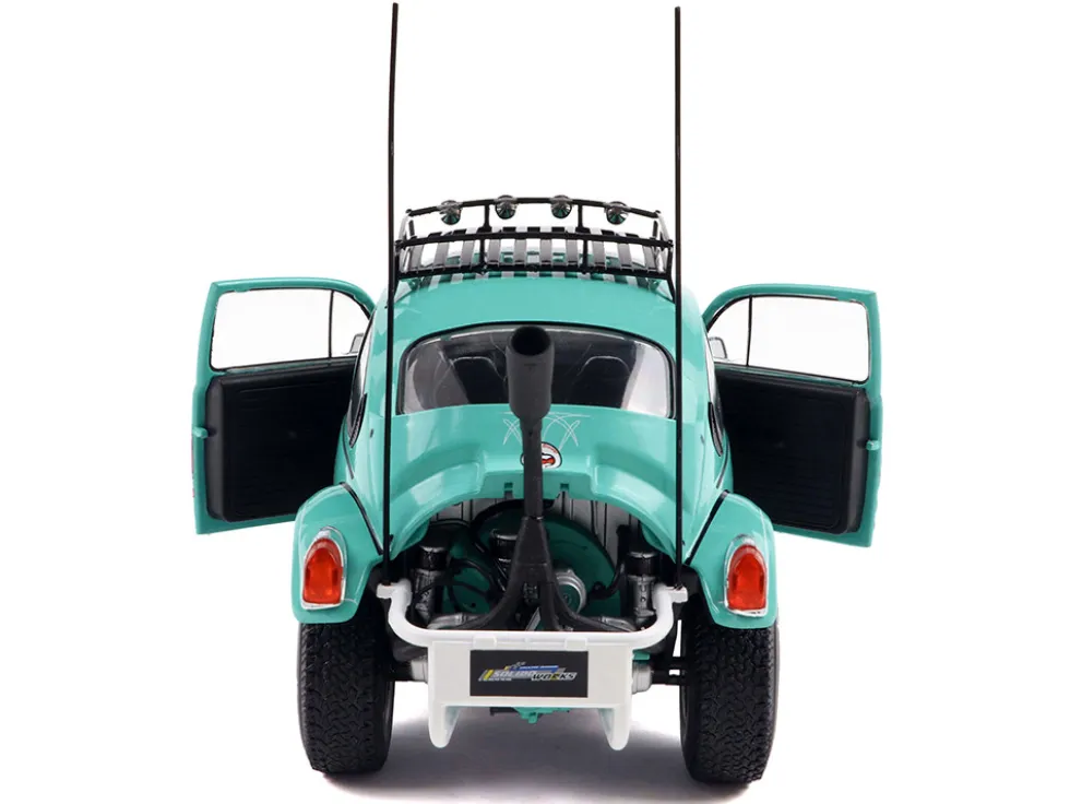 1976 Volkswagen Beetle Baja Miami Green with Pink Graphics 1/18 Diecast Model Car by Solido