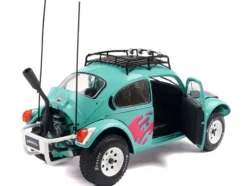 1976 Volkswagen Beetle Baja Miami Green with Pink Graphics 1/18 Diecast Model Car by Solido