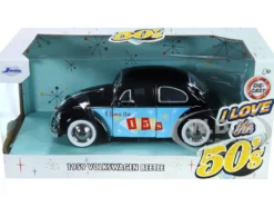 1959 Volkswagen Beetle Black with Graphics I Love the 50's Series 1/24 Diecast Model Car Jada 31382