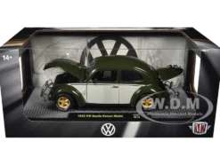 1952 Volkswagen Beetle Deluxe Model Dark Green with Beige Sides Limited Edition to 5250 pieces Worldwide 1/24 Diecast Model Car by M2 Machines