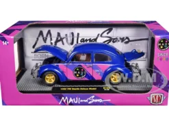1952 Volkswagen Beetle Deluxe Model "Maui & Sons" Purple Metallic with Graphics Limited Edition to 6650 pieces Worldwide 1/24 Diecast Model Car by M2 Machines