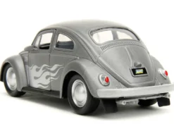 1959 Volkswagen Beetle Gray Metallic with Silver Flames and Boxing Gloves Accessory Punch Buggy Series 1/32 Diecast Model Car Jada JA34235