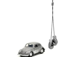 1959 Volkswagen Beetle Gray Metallic with Silver Flames and Boxing Gloves Accessory Punch Buggy Series 1/32 Diecast Model Car Jada JA34235