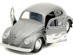 1959 Volkswagen Beetle Gray Metallic with Silver Flames and Boxing Gloves Accessory Punch Buggy Series 1/32 Diecast Model Car Jada JA34235