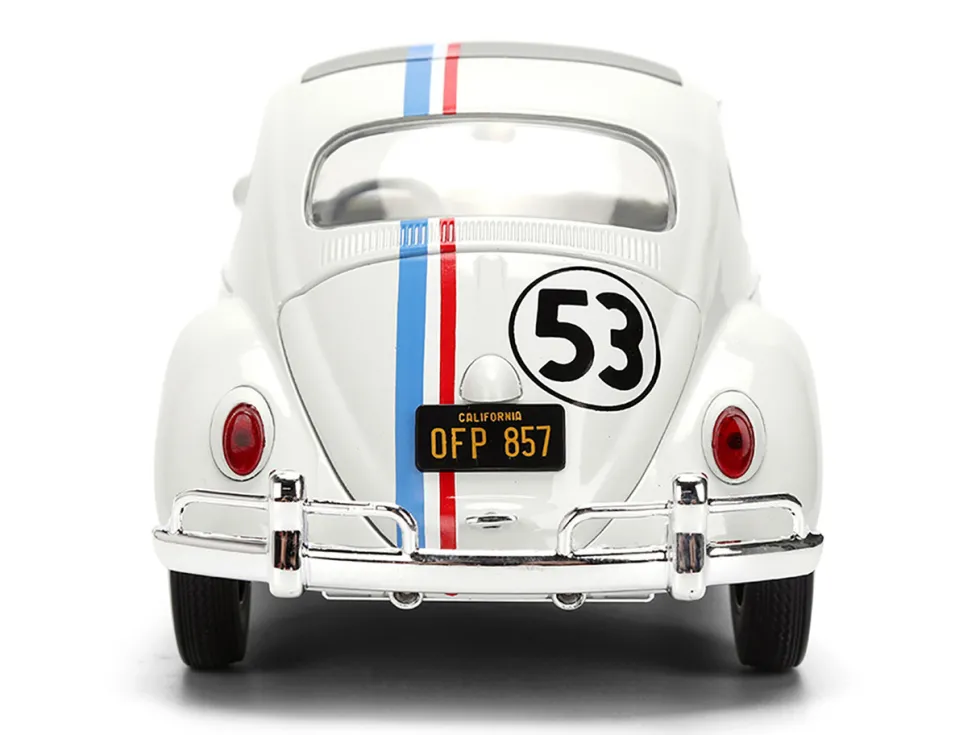 Volkswagen Beetle #53 "Herbie" White with Stripes "The Love Bug" (1968) Movie with Extra Wheels 1/24 Diecast Model Car by Jada