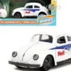 1959 Volkswagen Beetle Holt White with Blue Graphics and Boxing Gloves Accessory Punch Buggy Series 1/32 Diecast Model Car Jada 34237
